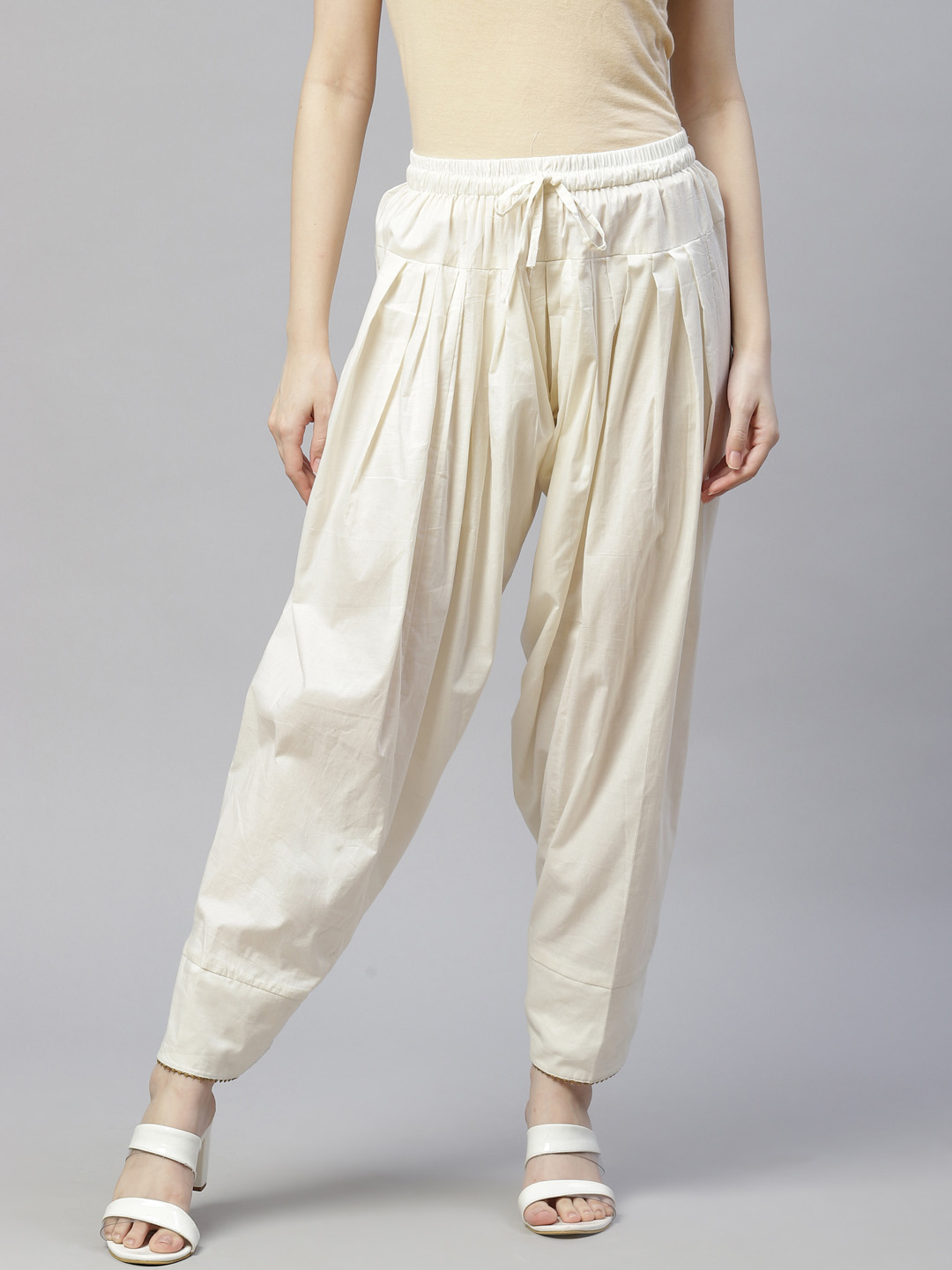 Off - White Solid Pure Cotton Sustainable Salwar